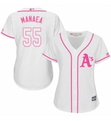 Women's Majestic Oakland Athletics #55 Sean Manaea Replica White Fashion Cool Base MLB Jersey
