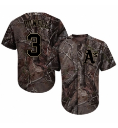 Youth Majestic Oakland Athletics #3 Boog Powell Authentic Camo Realtree Collection Flex Base MLB Jersey