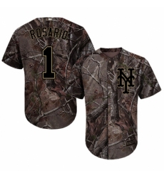 Youth Majestic New York Mets #1 Amed Rosario Authentic Camo Realtree Collection Flex Base MLB Jersey