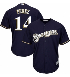 Youth Majestic Milwaukee Brewers #14 Hernan Perez Authentic White Alternate Cool Base MLB Jersey