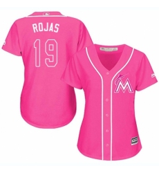Women's Majestic Miami Marlins #19 Miguel Rojas Authentic Pink Fashion Cool Base MLB Jersey