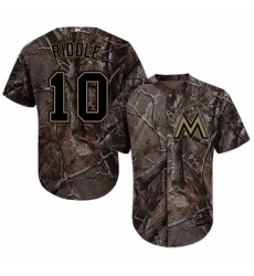 Men's Majestic Miami Marlins #10 JT Riddle Authentic Camo Realtree Collection Flex Base MLB Jersey