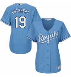 Women's Majestic Kansas City Royals #19 Cheslor Cuthbert Authentic Light Blue Alternate 1 Cool Base MLB Jersey