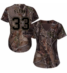 Women's Majestic Kansas City Royals #33 Brian Flynn Authentic Camo Realtree Collection Flex Base MLB Jersey