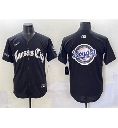 Men's Kansas City Royals Team Big Logo Black 'Gothic Crown Edition' Vapor Premier Limited Stitched Baseball Jersey