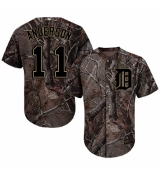 Youth Majestic Detroit Tigers #11 Sparky Anderson Authentic Camo Realtree Collection Flex Base MLB Jersey
