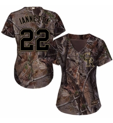 Women's Majestic Colorado Rockies #22 Chris Iannetta Authentic Camo Realtree Collection Flex Base MLB Jersey