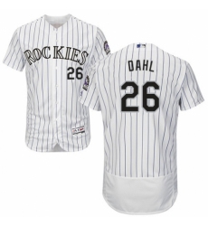 Men's Majestic Colorado Rockies #26 David Dahl White Home Flex Base Authentic Collection MLB Jersey