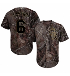 Men's Majestic Colorado Rockies #6 Daniel Castro Authentic Camo Realtree Collection Flex Base MLB Jersey