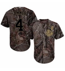 Men's Majestic Cleveland Indians #4 Bradley Zimmer Authentic Camo Realtree Collection Flex Base MLB Jersey