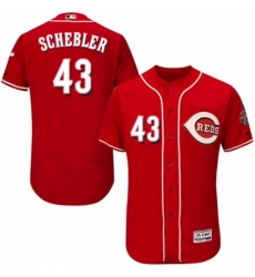 Men's Majestic Cincinnati Reds #43 Scott Schebler Red Alternate Flex Base Authentic Collection MLB Jersey