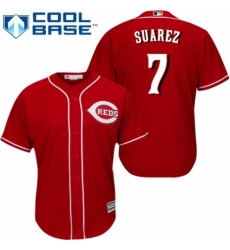 Youth Majestic Cincinnati Reds #7 Eugenio Suarez Replica Red Alternate Cool Base MLB Jersey