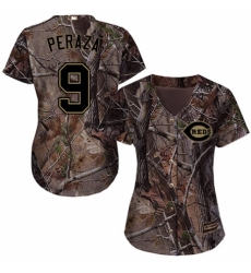 Women's Majestic Cincinnati Reds #9 Jose Peraza Authentic Camo Realtree Collection Flex Base MLB Jersey