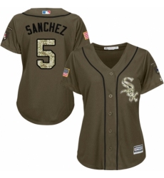 Women's Majestic Chicago White Sox #5 Yolmer Sanchez Authentic Green Salute to Service MLB Jersey