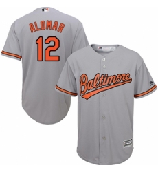 Men's Majestic Baltimore Orioles #12 Roberto Alomar Replica Grey Road Cool Base MLB Jersey