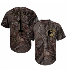 Youth Majestic Baltimore Orioles #1 Tim Beckham Authentic Camo Realtree Collection Flex Base MLB Jersey