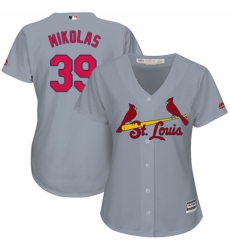 Women's Majestic St. Louis Cardinals #39 Miles Mikolas Replica Grey Road Cool Base MLB Jersey