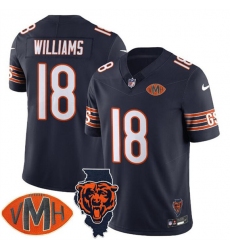 Men's Chicago Bears #18 Caleb Williams Navy F.U.S.E. With Illinois and VMH Patch Limited Football Stitched Jersey