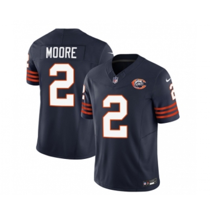 Men's Chicago Bears #2 DJ Moore Navy 2023 F.U.S.E. Throwback Limited Football Stitched Game Jersey