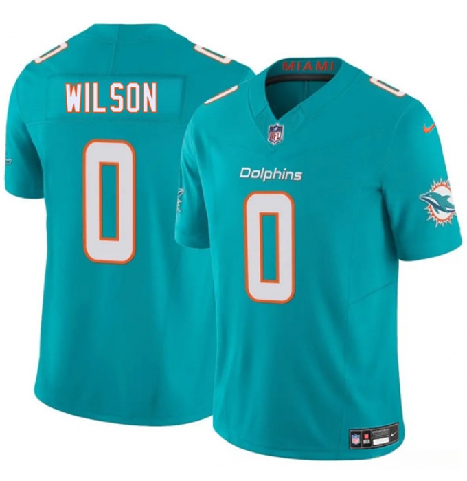 Men's Miami Dolphins #0 Zach Wilson Aqua 2025 Draft F.U.S.E. Vapor Limited Football Stitched Jersey
