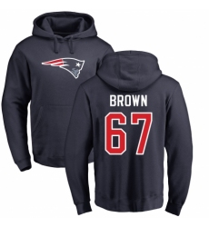 NFL Nike New England Patriots #67 Trent Brown Navy Blue Name & Number Logo Pullover Hoodie