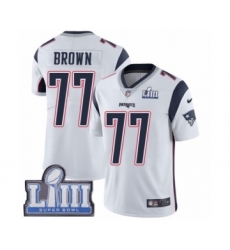 Youth Nike New England Patriots #77 Trent Brown White Vapor Untouchable Limited Player Super Bowl LIII Bound NFL Jersey