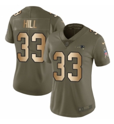 Women's Nike New England Patriots #33 Jeremy Hill Limited Olive/Gold 2017 Salute to Service NFL Jersey