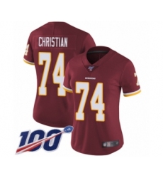 Women's Washington Redskins #74 Geron Christian Burgundy Red Team Color Vapor Untouchable Limited Player 100th Season Football Jersey