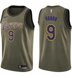 Men's Nike Los Angeles Lakers #9 Rajon Rondo Swingman Green Salute to Service NBA Jersey