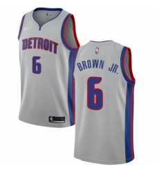 Women's Nike Detroit Pistons #6 Bruce Brown Jr. Swingman Silver NBA Jersey Statement Edition