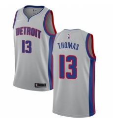 Men's Nike Detroit Pistons #13 Khyri Thomas Swingman Silver NBA Jersey Statement Edition