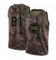Youth Nike Detroit Pistons #81 Jose Calderon Swingman Camo Realtree Collection NBA Jersey