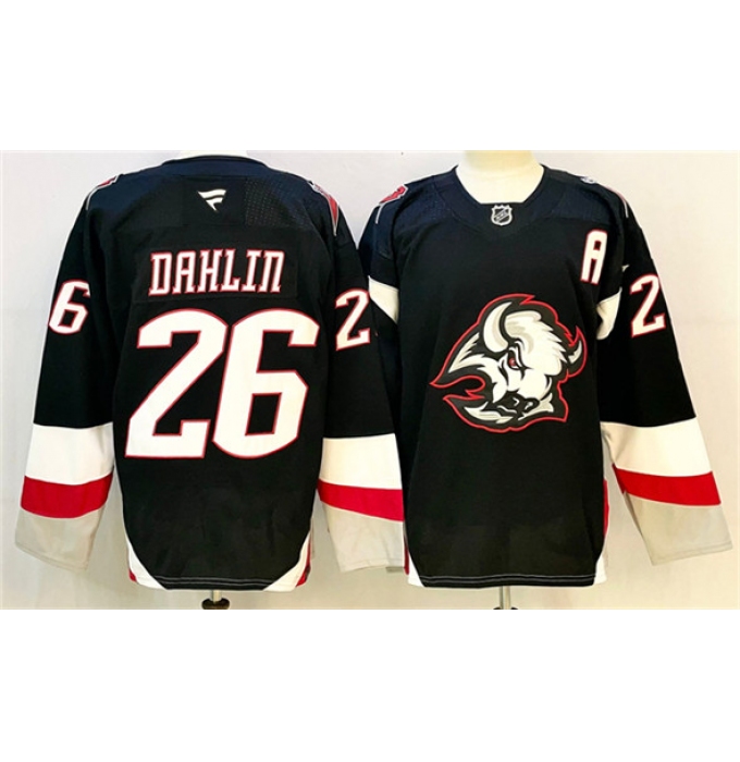 Men's Buffalo Sabres #26 Rasmus Dahlin Black 2024-25 Alternate With A Stitched Jersey