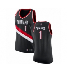 Women's Portland Trail Blazers #1 Anfernee Simons Swingman Black Basketball Jersey - Icon Edition