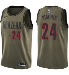 Youth Nike Portland Trail Blazers #24 Anfernee Simons Swingman Green Salute to Service NBA Jersey