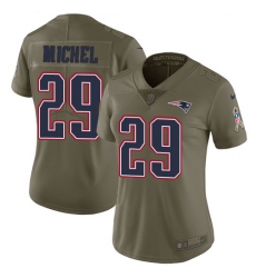 Women's Nike New England Patriots #29 Sony Michel Limited White Pink Rush Fashion NFL Jersey
