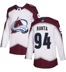 Men's Adidas Colorado Avalanche #94 Sampo Ranta Authentic White Away NHL Jersey