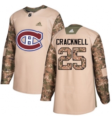 Men's Adidas Montreal Canadiens #25 Adam Cracknell Authentic Camo Veterans Day Practice NHL Jersey