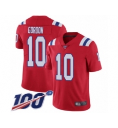 Men's New England Patriots #10 Josh Gordon Red Alternate Vapor Untouchable Limited Player 100th Season Football Jersey