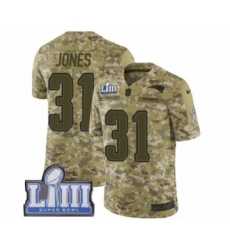 Men's Nike New England Patriots #31 Jonathan Jones Limited Camo 2018 Salute to Service Super Bowl LIII Bound NFL Jersey