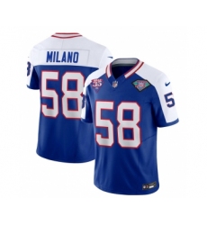 Men's Nike Buffalo Bills #58 Matt Milano Blue White 2023 F.U.S.E. 75th Anniversary Throwback Vapor Untouchable Limited Football Stitched Jersey