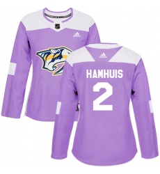Women's Adidas Nashville Predators #2 Dan Hamhuis Authentic Purple Fights Cancer Practice NHL Jersey