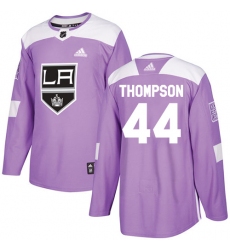 Men's Adidas Los Angeles Kings #44 Nate Thompson Authentic Purple Fights Cancer Practice NHL Jersey