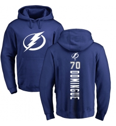 NHL Adidas Tampa Bay Lightning #70 Louis Domingue Royal Blue Backer Pullover Hoodie