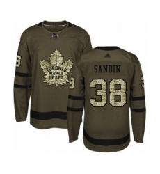 Youth Toronto Maple Leafs #38 Rasmus Sandin Authentic Green Salute to Service Hockey Jersey