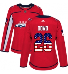 Women's Adidas Washington Capitals #26 Nic Dowd Authentic Red USA Flag Fashion NHL Jersey