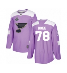 Youth St. Louis Blues #78 Dominik Bokk Authentic Purple Fights Cancer Practice 2019 Stanley Cup Champions Hockey Jersey