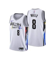 Men's Brooklyn Nets #8 Patty Mills 2022-23 White City Edition Stitched Basketball Jersey
