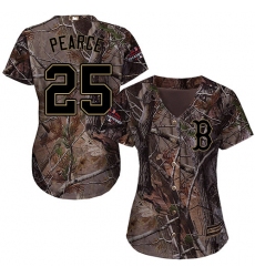 Women's Majestic Boston Red Sox #25 Steve Pearce Authentic Camo Realtree Collection Flex Base 2018 World Series Champions MLB Jersey