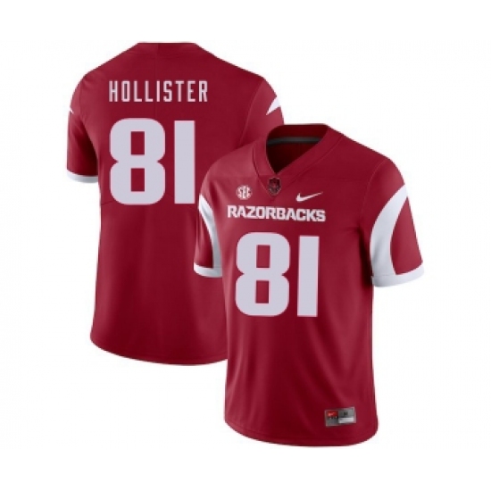 Arkansas Razorbacks 81 Cody Hollister Red College Football Jersey